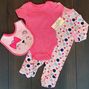 3-6M 3 Piece Pink Baby Girl Outfit Set